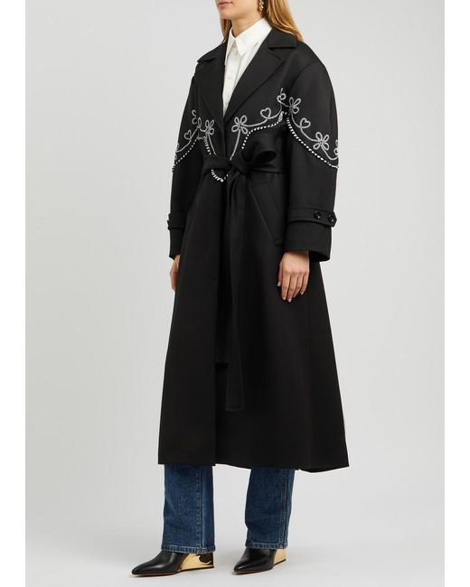 Chloé Black Embroidered Wool Coat