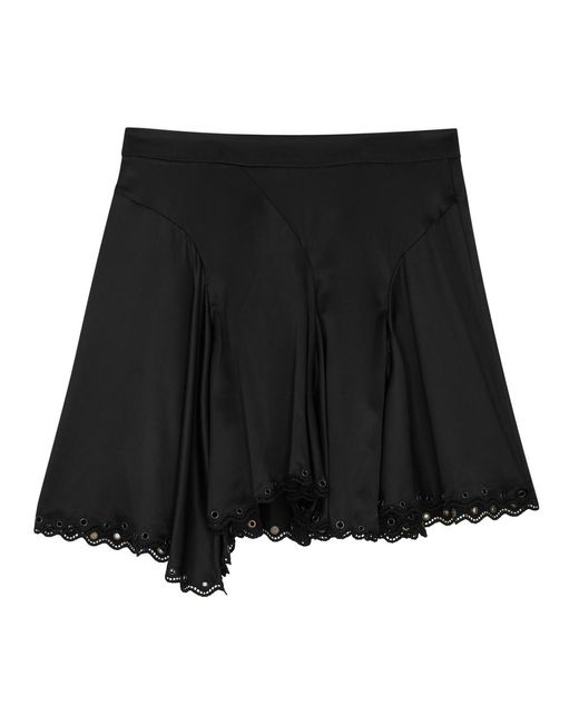 Isabel Marant Black Awen Eyelet-embellished Silk Mini Skirt