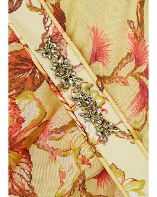 Zimmermann Metallic Matchmaker Floral-print Linen-blend Mini Dress