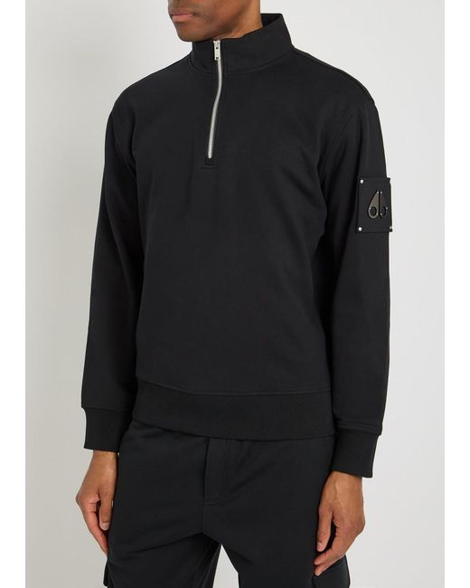 Moose Knuckles Black Hartsfield Half-Zip Cotton Sweatshirt for men