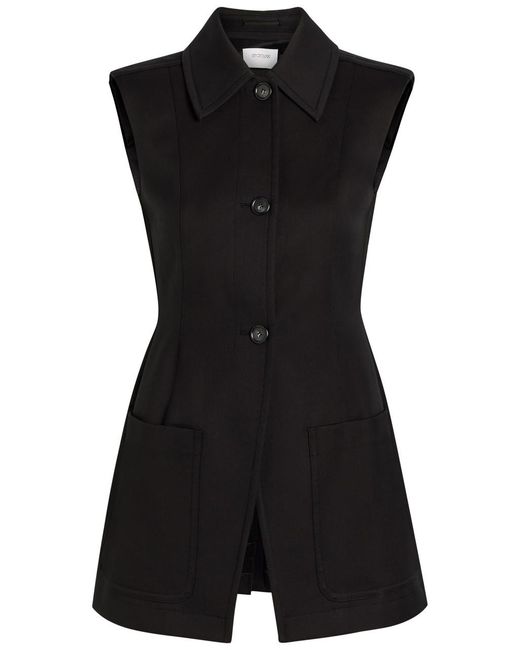 Sportmax Black Sleeveless Cotton-Blend Blazer