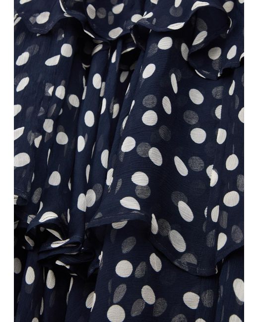 Rixo Blue Ossy Polka-dot Silk-satin Maxi Dress