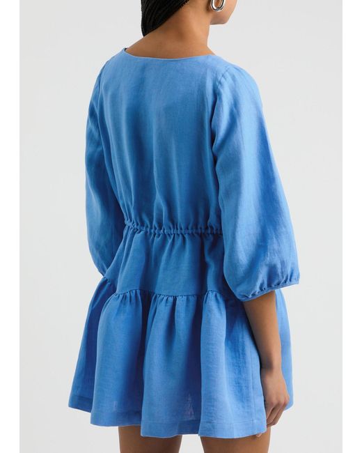 Casa Raki Blue Lili Linen Mini Dress