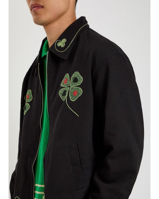 Bode Black Lucky Draw Embroidered Twill Jacket for men