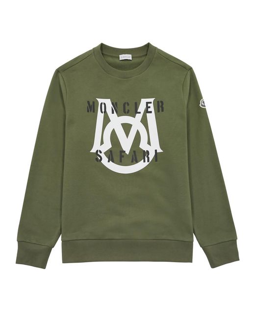 Moncler Green Safari Printed Cotton Sweatshirt for men