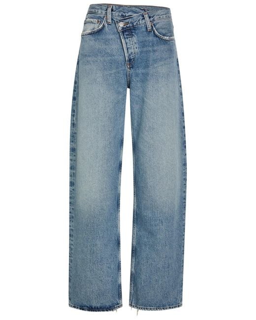 Agolde Blue Arc Criss Cross Asymmetric Straight-Leg Jeans