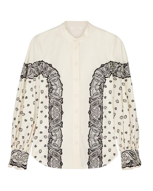 Chloé Natural Bandana-Print Cotton Shirt