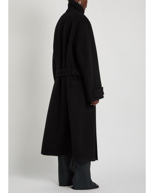 Lemaire Black High-Neck Wool Coat