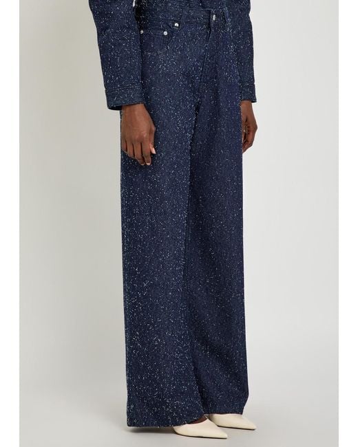 Jacquemus Blue Le De-Nimes Large Frayed Wide-Leg Jeans