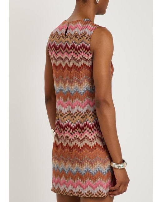 Missoni Red Chevron Fine-Knit Mini Dress