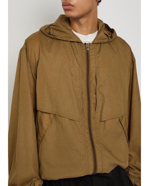 Lemaire Brown Hooded Shell Windbreaker Jacket for men