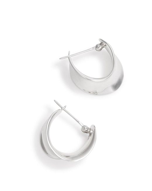 Agmes White Laila Mini Sterling Hoop Earrings