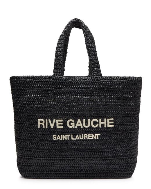 Saint Laurent Black Rive Gauche Raffia Tote, Raffia Bag,
