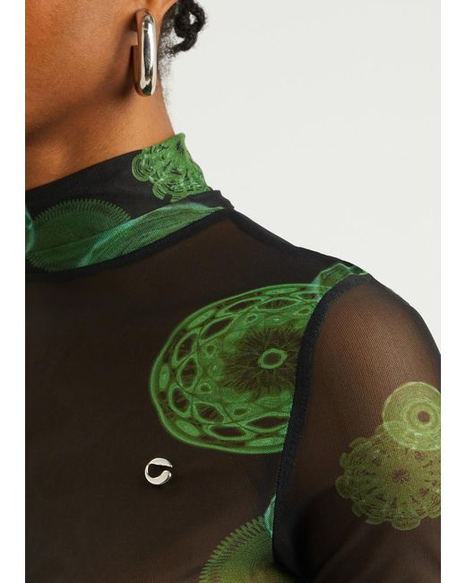 Coperni Green Cymatics Printed Stretch-Mesh Top