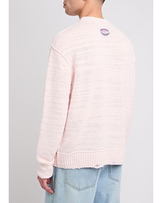 Acne Pink Textured Wool-Blend Jumper for men