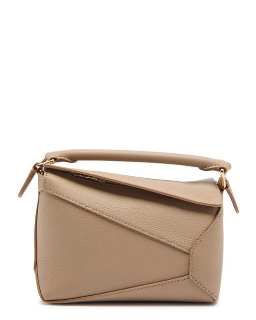 Loewe Brown Puzzle Edge Mini Leather Top Handle Bag