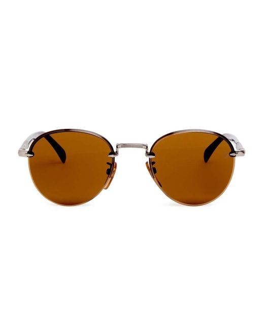 David Beckham Brown Rimless Round-Frame Sunglasses for men