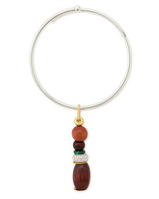 Timeless Pearly White Bead Pendant Sterling Hoop Necklace