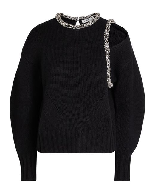 Jonathan Simkhai Black Monroe Crystal-Embellished Wool-Blend Jumper