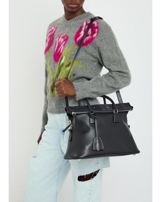 Maison Margiela Black 5Ac Soft Medium Leather Tote Bag