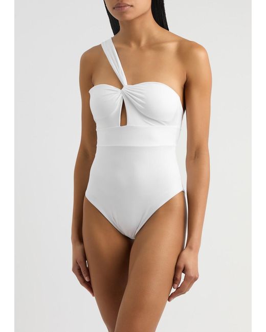 Max Mara White Corine One-Shoulder Swimsuit