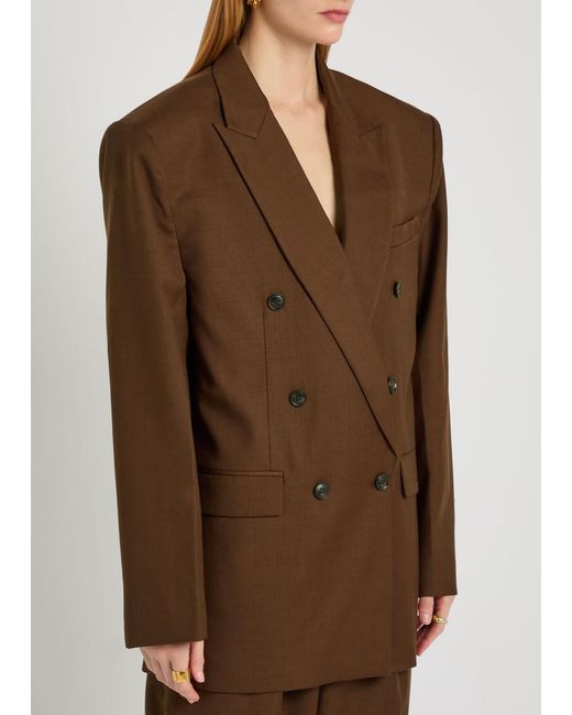 Ronny Kobo Brown 1988 Double-Breasted Woven Blazer