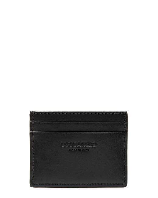 DSquared² Black Icon Logo Leather Card Holder for men