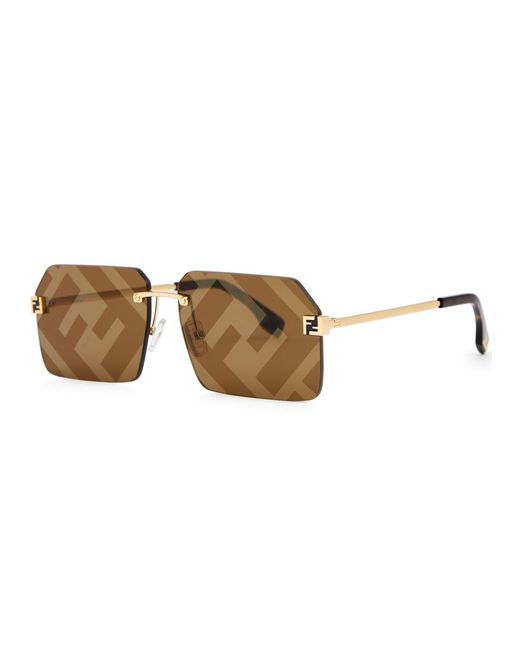 Fendi Metallic Rimless Rectangle-Frame Sunglasses for men