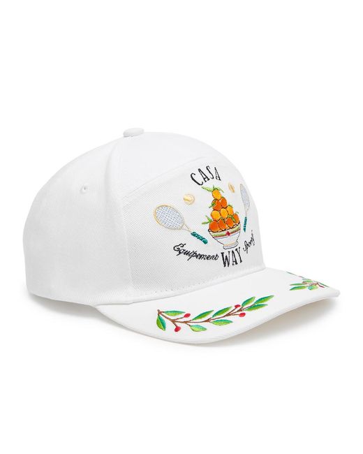 Casablancabrand White Laurel Logo-Embroidered Cotton Cap for men