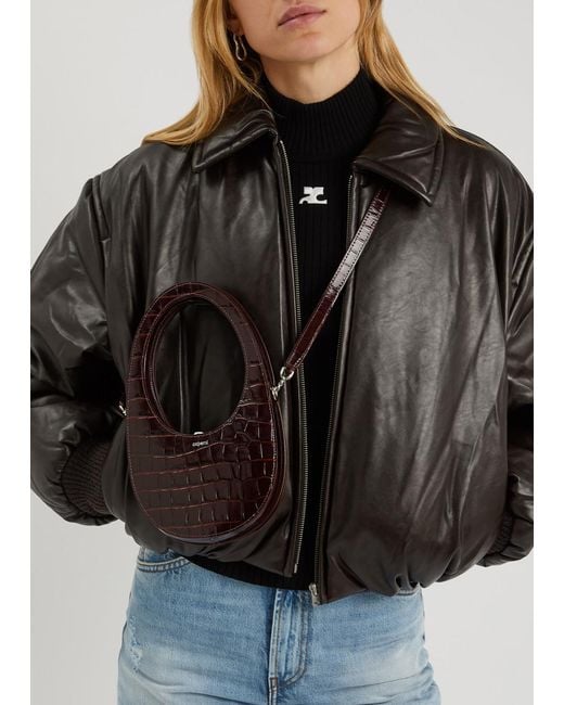 Coperni Black Swipe Mini Crocodile-effect Leather Top Handle Bag
