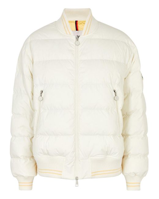 Moncler White Argo Quilted Shell Bomber Jacket