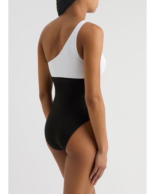 Max Mara Black Carlotta One-Shoulder Swimsuit