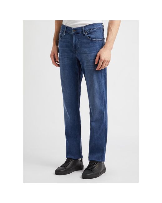 7 For All Mankind Blue Luxe Performance+ Straight-Leg Jeans, Jeans, Mid-Blu for men