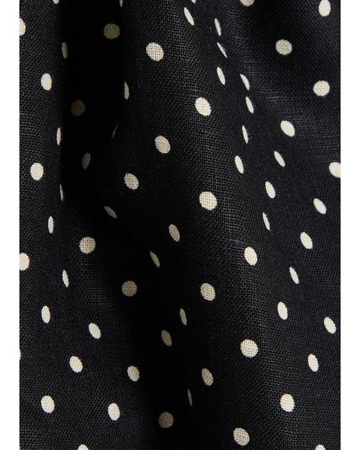 Faithfull The Brand Black Petro Polka Dot Linen Top