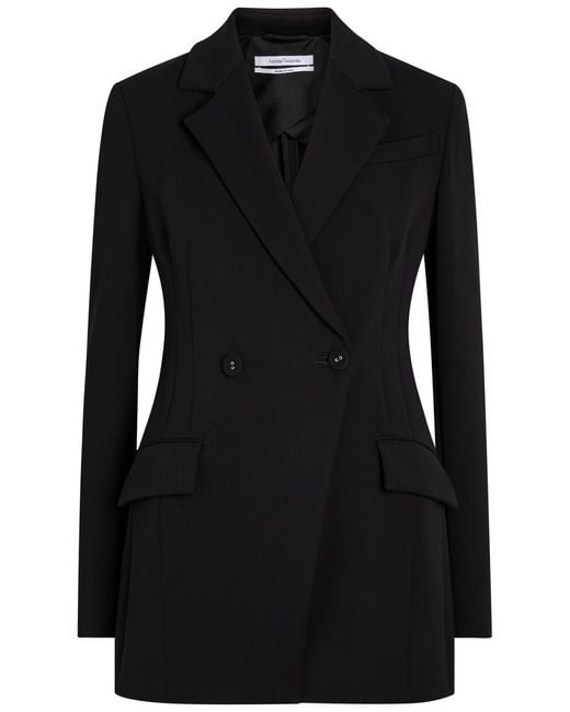 Another Tomorrow Black Double-Breasted Fitted Jersey Blazer