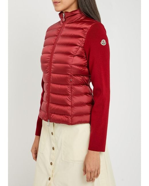 Moncler Red Quilted Wool-Blend Jacket