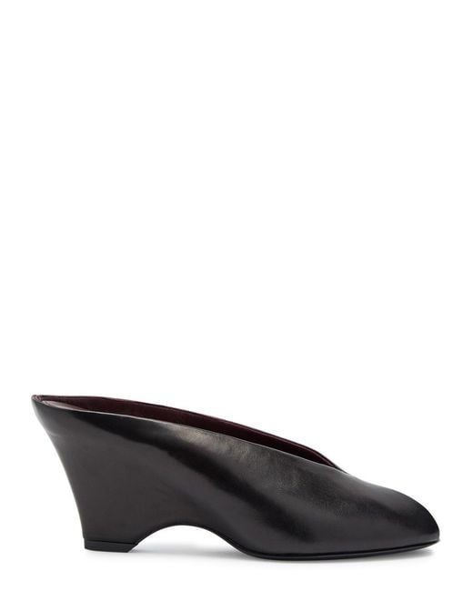 Khaite Black Cloak 75 Peep-Toe Leather Mules