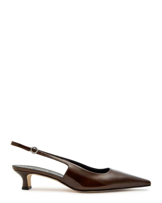 Aeyde Brown Catrina 35 Patent Leather Slingback Pumps