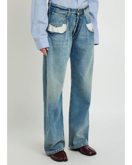 Maison Margiela Blue Exposed-Pocket Straight-Leg Jeans