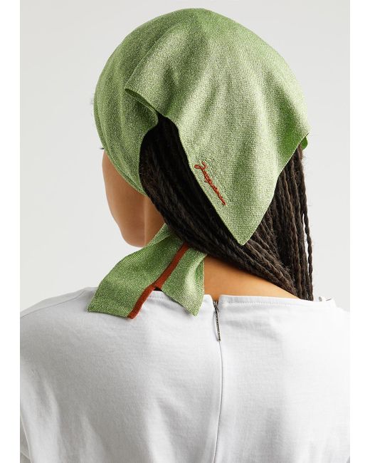 Jacquemus Le Foulard Brilho Metallic-knit Scarf, Scarf, , Knitted in Green  | Lyst
