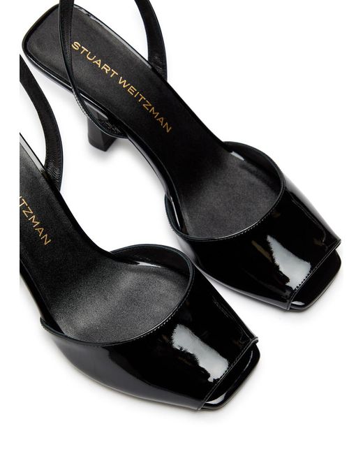 Stuart Weitzman Black Val 85 Patent Leather Sandals