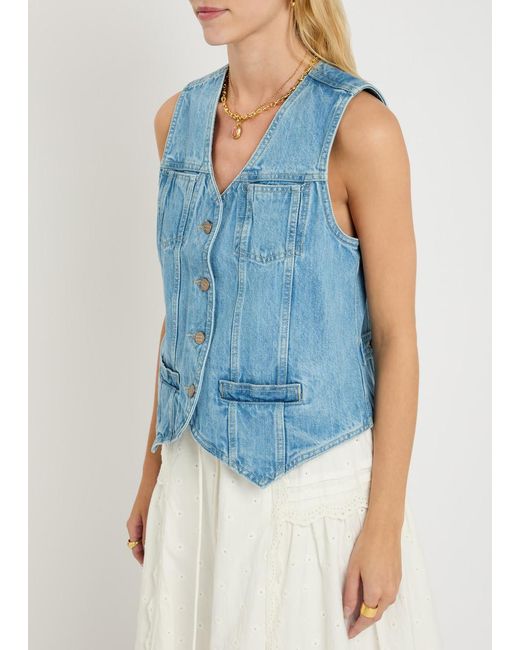 Damson Madder Blue Helly Panelled Denim Gilet