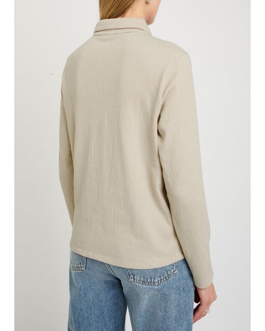 Eileen Fisher Natural Henley Textured Cotton-Blend Polo Shirt