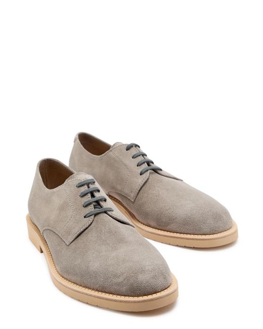 Brunello Cucinelli Brown Suede Derby Shoes for men