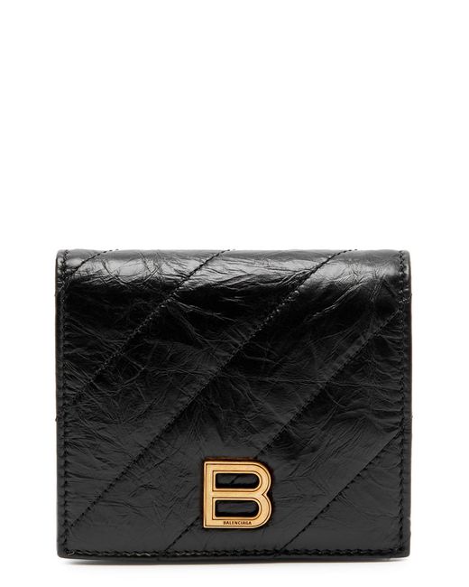 Balenciaga Black Crush Crinkled Leather Wallet