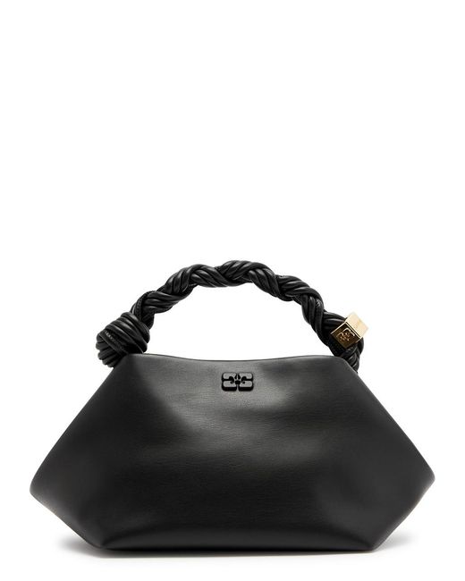 Ganni Black Bou Small Leather Top Handle Bag