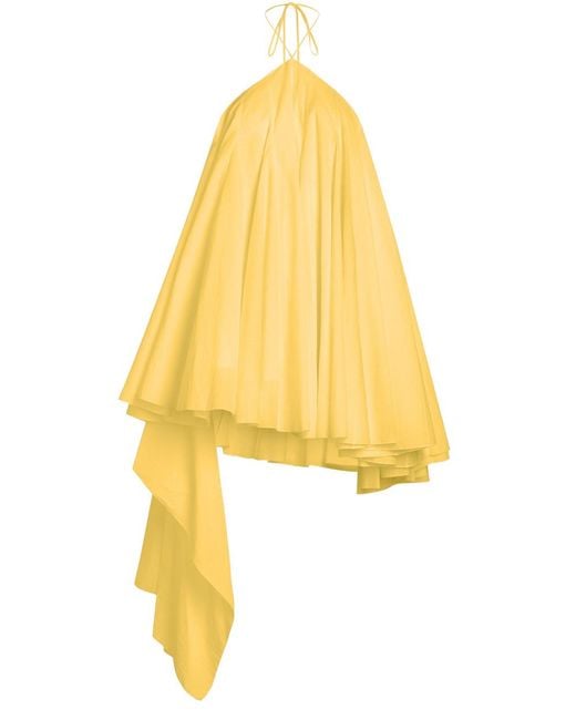 Jacquemus Yellow La Triangle Courte Asymmetric Cotton-Blend Mini Dress