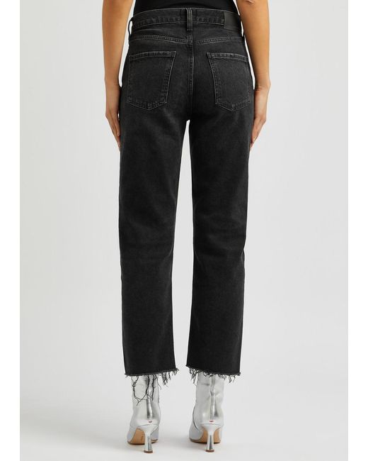 Citizens of Humanity Black Florence Cropped Straight-leg Jeans