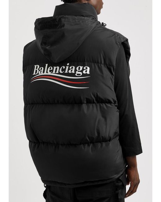 Balenciaga Black Political Quilted Shell Gilet for men