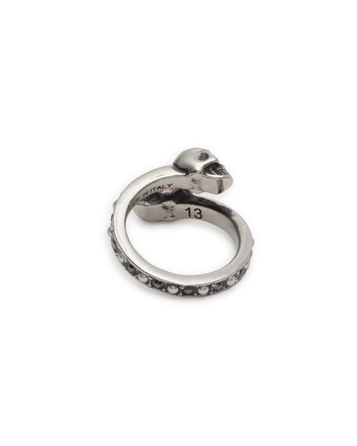 Alexander McQueen White Double Skull Embellished Ring